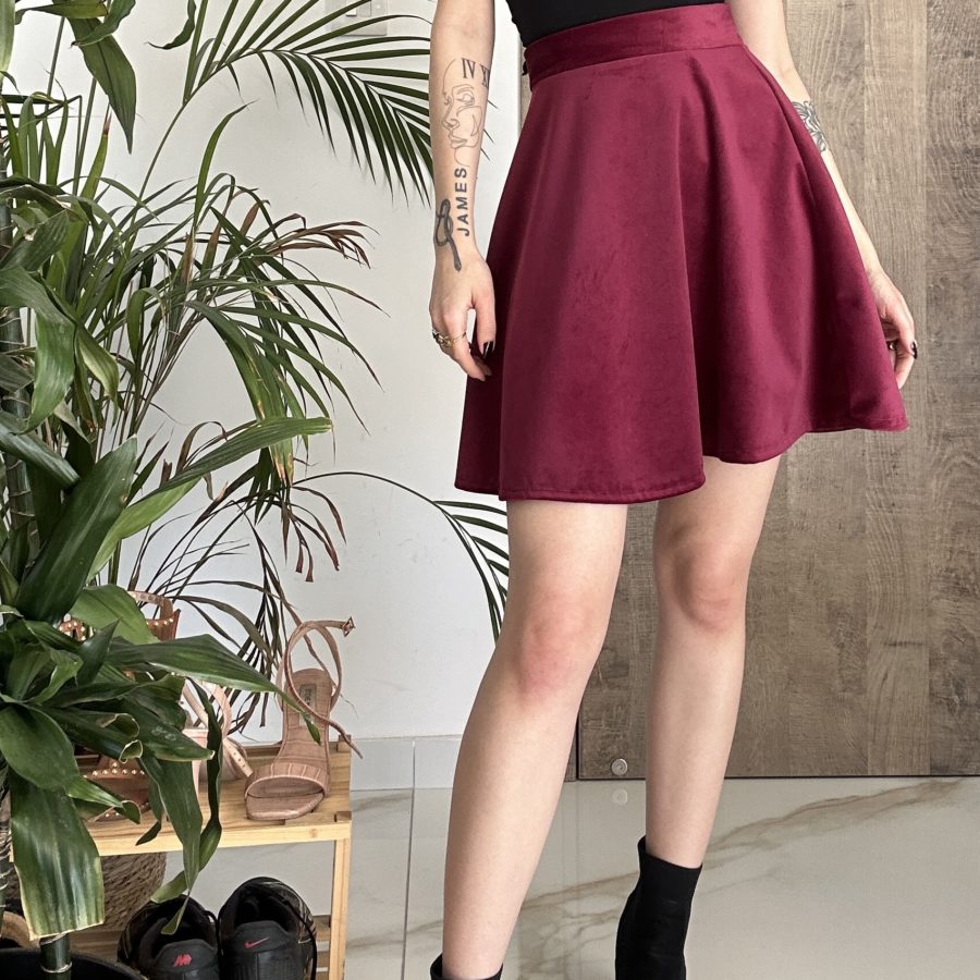 Ruby Red Velvet Skater Skirt