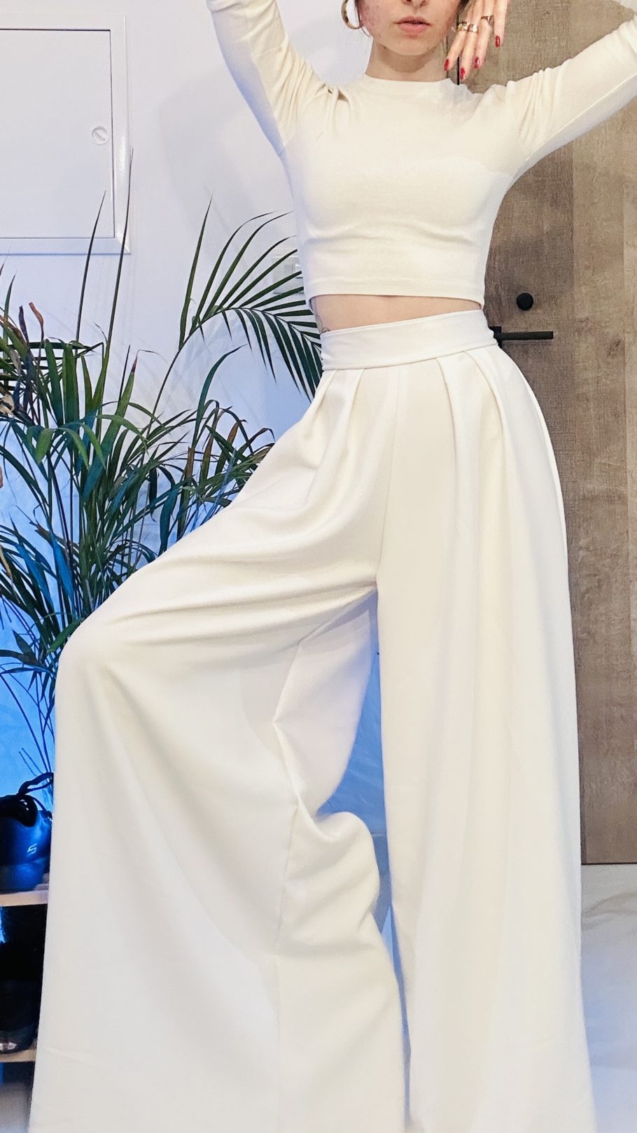 Signature Palazzo Pants Matte Finish in Snow White - Image 4