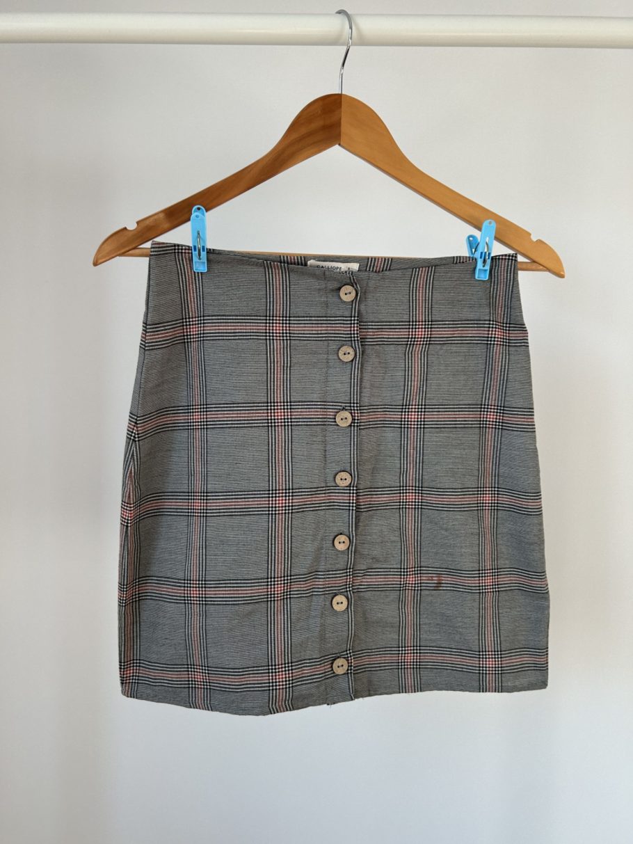 90s-Style Printed Poly blend Button Skirt S