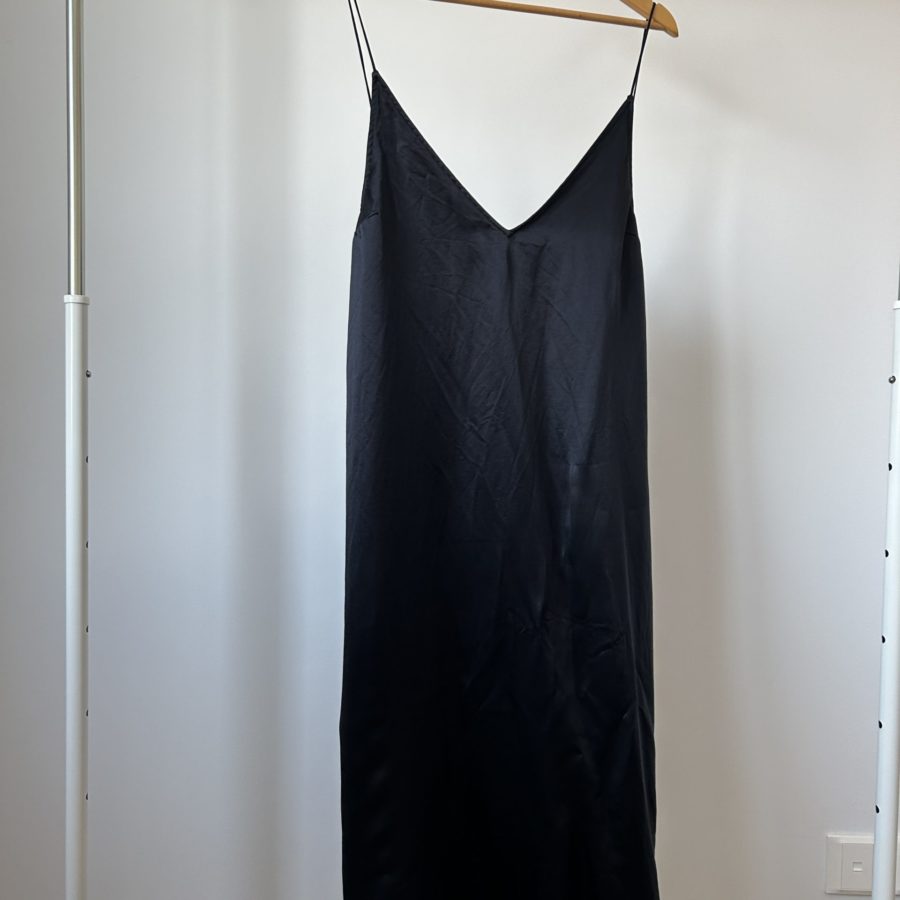 Viscose Slip Dress Navy Midi Strap Adjustable Straps | M/L