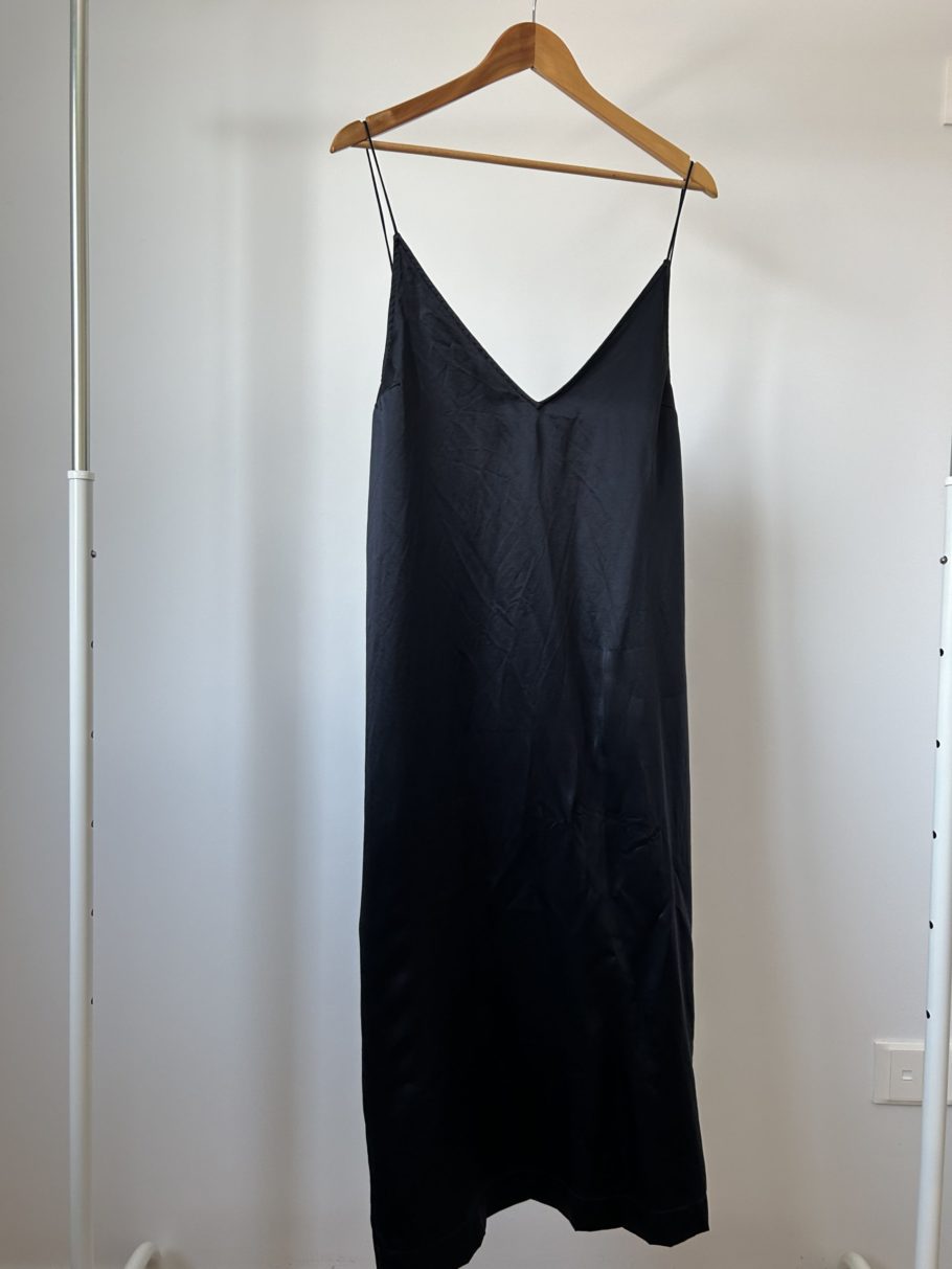Viscose Slip Dress Navy Midi Strap Adjustable Straps | M/L