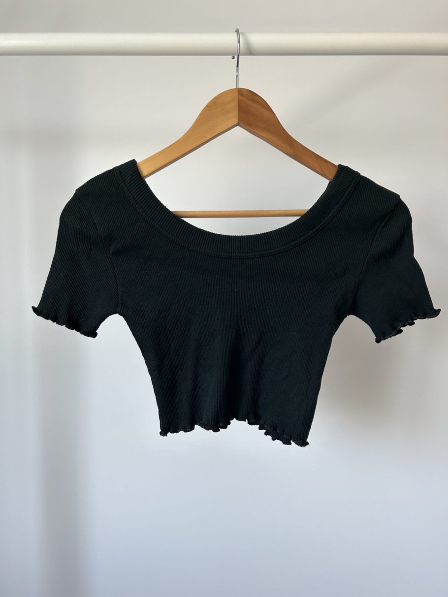 Black Crop T 90's Ribbed Knit XS/S - Image 2