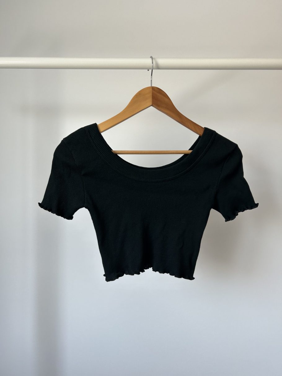 Black Crop T 90's Ribbed Knit XS/S