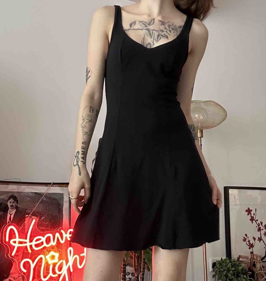Nylon Stretch A Line Black Dress Size S