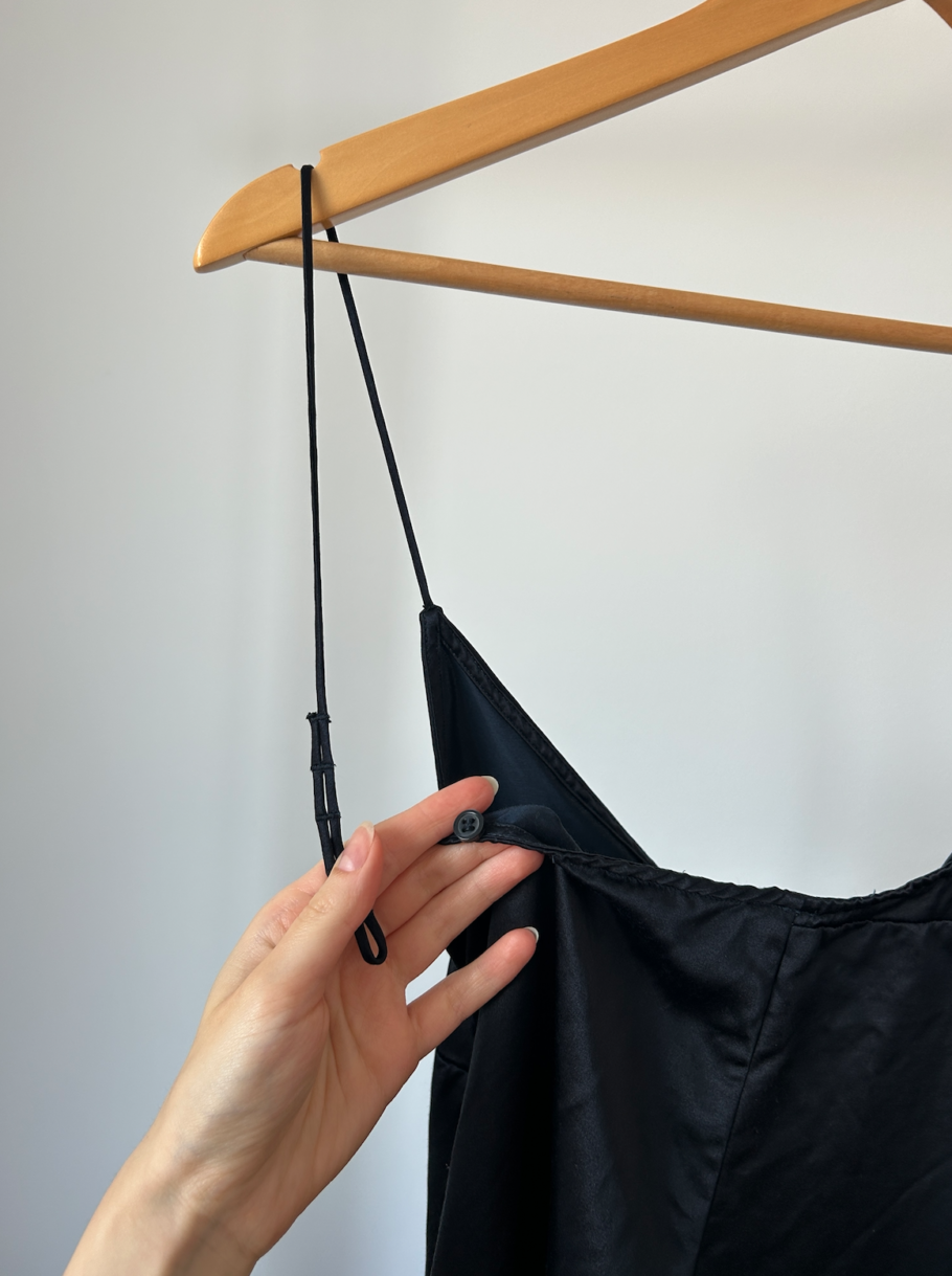 Viscose Slip Dress Navy Midi Strap Adjustable Straps | M/L - Image 3