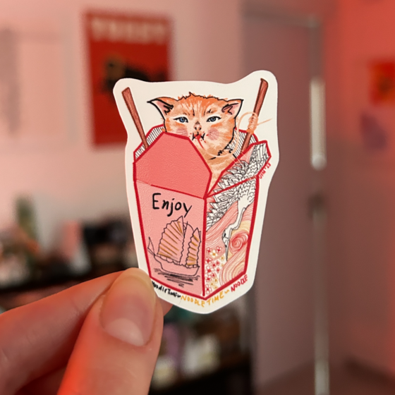 Take Out Noodle Kitty Sticker