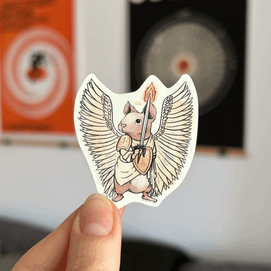 Cute Archangel Michael Mouse Sticker (1pc)