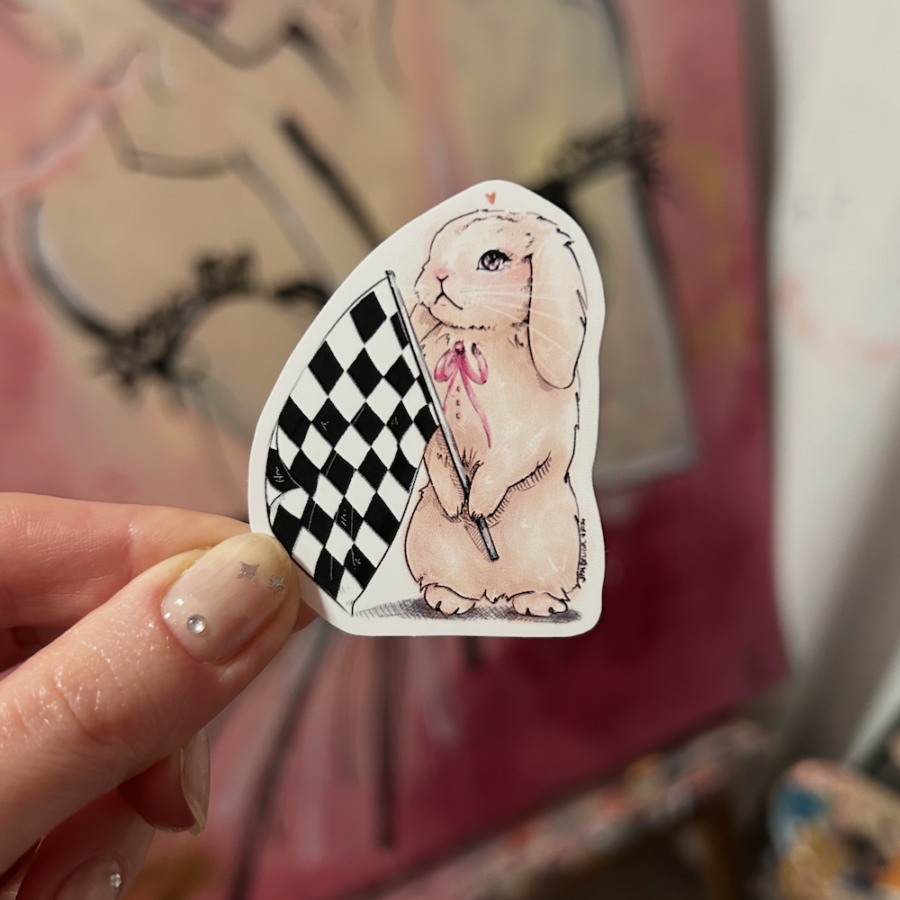 F1 Bun Race Flag Sticker