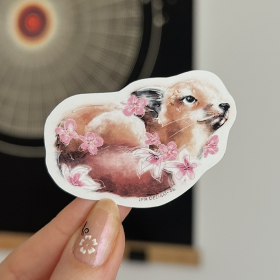 Sakura Blossom Fox Sticker