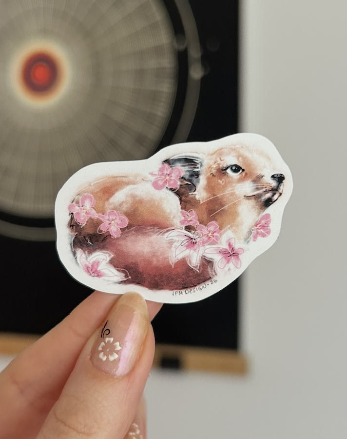 Sakura Blossom Fox Sticker